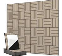 Hexagon Acoustic Panels Self-Adhesive Slotted Polyester Felt Soundproof Wall Tiles, Noise Reduction For Office Partition Decor for Walls(Camel)