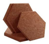 Hexagon Acoustic Panels Sound Absorbing Wall Panels 6 Pcs Bedroom Insulation Decor(46-Red Coffee,Small Hexagon,1.2cm Super Density)