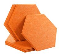 Hexagon Acoustic Panels Sound Absorbing Wall Panels 6 Pcs Bedroom Insulation Decor(8-Tangerine,Small Hexagon,0.9cm High Density)
