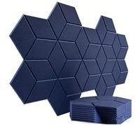 Hexagon Acoustic Panels - Stop Echo & Reverb for Voice Recording,Custom Color 9mm High-Density Sound Absorbing Wall Tiles for Piano Practice, Recording Studio & Podcast Setup,Dark Blue,12