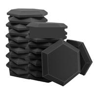 Hexagon Acoustic Panels Studio Sound Foam Wall Panel High Density Absorbing For the studio(Black,6 PCS WITH TAPES_LARGE HEXAGON_HIGH DENSITY)