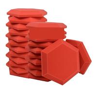 Hexagon Acoustic Panels Studio Sound Foam Wall Panel High Density Absorbing For the studio(Red,6 PCS WITH TAPES_SMALL HEXAGON_HIGH DENSITY)