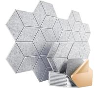 Hexagon Acoustic Panels Y-Lined Design Self-adhesive Sound Proof Foam Felt Board To Absorb Noise Eliminate Echoes For the studio(Light gray,4 PCS)