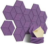 Hexagon Acoustic Panels Y-Lined Self-adhesive Sound Proof Panels Noise Insulation High Density Fireproof Wall For the studio(Purple)