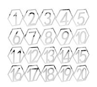 Hexagon Acrylic Table Numbers 20pcs 0-20 for Wedding Reception | Classic Design, Table Identification for Catering Teams, Easy Cleaning, Bar Tables and Place Settings