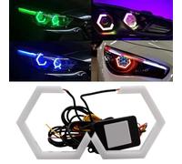 Hexagon Angel Eyes Halo Rings,Hexagon Angel Eyes RGB APP Control Retrofit Car Motorcycle Light,Universal Retrofit Car Motorcycle Light Demon Eyes Decoration,Turn Signal Light for 9-30V Autos