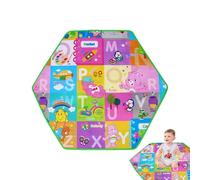 Hexagon Baby Playpen Mat, Foldable Non-Slip Baby Crawling Mat, Waterproof Soft Kids Floor Rug for Crawling and Learning Alphabet Animals, Kids Play Area Carpet for Nursery Bedroom Playroom
