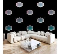 Hexagon Blue Mural Wallpaper 3D Effect Geometric Cartoon Non-Woven Self-Adhesive Wallpaper Removable Large Photo Sticker TV Background Wall Decor for Living Room Bedroom 366x254 cm