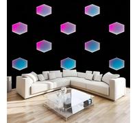 Hexagon Blue Wall Mural 3D Effect Geometric Cartoon Non-Woven Self-Adhesive Wallpaper Living Room Bedroom Home Decor TV Background Large Art Wall Painting 122x91 cm