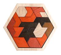Hexagon Brain Teaser Puzzle Set with Pattern Blocks, Logic IQ STEM Game for Kids & Adults, Creative Geometry Learning Toy, Montessori Classroom Resource, Travel Gift Idea