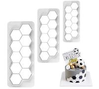 Hexagon Cookie Cutter Set, 3 PCS Stainless Steel Cutters for Football Cake Decorations and Crafting