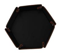 Hexagon Dice Storage Tray with Snaps, Foldable PU Flannel Coffee