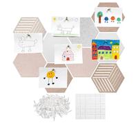 Hexagon Felt Pin Boards- Wall Mounted Acoustic Notice Panels, 12 Inch Decorative Cork Boards| Aesthetic Vision Board Set for Photos, Cards, Notes Display in Home, Office, School, Bedroom