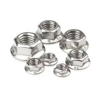 Hexagon Flange Nuts M3 M4 M5 M6 M8 M10 M12 M16 M20 304 Stainless Steel Pinking Automatic locking nut DIN6923 Serrated Spinlock(M12 X 5pcs)