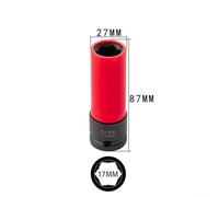 Hexagon for Impact Lug Nut Socket for Auto Wheels with Protective Sleeves Chrome Alloy Steel 87mm Length Deep Socket for Enhanced Leverage (17mm Flower Type)