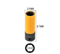 Hexagon for Impact Lug Nut Socket for Auto Wheels with Protective Sleeves Chrome Alloy Steel 87mm Length Deep Socket for Enhanced Leverage (19mm)