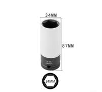 Hexagon for Impact Lug Nut Socket for Auto Wheels with Protective Sleeves Chrome Alloy Steel 87mm Length Deep Socket for Enhanced Leverage (24mm)