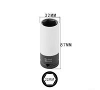 Hexagon for Impact Lug Nut Socket for Auto Wheels with Protective Sleeves Chrome Alloy Steel 87mm Length Deep Socket for Enhanced Leverage (22mm)