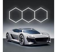 Hexagon Garage Light:16 Pack 128W 6500K 3 Pcs Honeycomb Ceiling Hexagon LED Lights for Garage Gym Basement Warehouse Beauty Shop Decoration