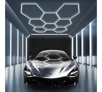 Hexagon Garage Light: Higher Brightness Lumens LED Honeycomb Ceiling Light,280W 8 Grids Systems 6500K,2.6x2.4m Grid Lighting for Garages,Gym,Car Detailing Shop,Auto Beauty Shop,Shopping malls (8-HEX)