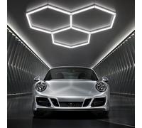 Hexagon Garage Light: Higher Brightness Lumens LED Honeycomb Ceiling Light,3 Grids Systems 6500K,120w 1.65x1.6m Grid Lighting for Garages,Gym,Car Detailing Shop,Auto Beauty Shop,Shopping malls (3-HEX)