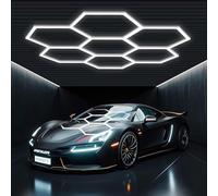 Hexagon Garage Light: Higher Brightness Lumens LED Honeycomb Ceiling Light, 7 Grids Systems 6500K,2.55x2.44m Grid Lighting for Garages, Gym, Car Detailing Shop,Auto Beauty Shop,Shopping malls (7 HEX)