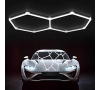 Hexagon Garage Light: Higher Brightness Lumens LED Honeycomb Ceiling Light, 8 Grids Systems 6500K,1.7x1.0m Grid Lighting for Garages, Gym, Car Detailing Shop,Auto Beauty Shop,Shopping malls (2 HEX)