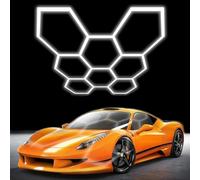Hexagon Garage Light: Higher Brightness Lumens LED Honeycomb Ceiling Light, 8 Grids Systems 6500K,2.6x2.4m Grid Lighting for Garages, Gym, Car Detailing Shop,Auto Beauty Shop,Shopping malls (8 HEX)