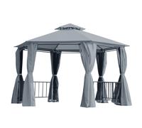 Outsunny Gazebo Canopy 2 Tier Patio Shelter Steel For Garden In Grey Grey