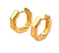 Hexagon Gold Hoop Earrings Huggie Hoops Fashion Womens Jewellery Minimalist Design Ideal for Everyday Wear Gift For Her