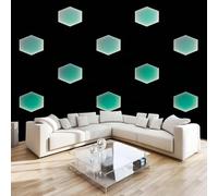 Hexagon Green Mural Wallpaper 3D Effect Geometric Cartoon Non-Woven Self-Adhesive Wallpaper Removable Large Photo Sticker TV Background Wall Decor for Living Room Bedroom 122x91 cm