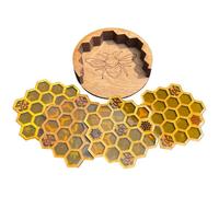 Hexagon Honeycomb Coasters - Honeycomb Wooden Cup Cushion Mug Mats, Drink Coaster Bee Coasters Set With Holder, Honeycomb Wooden Cup Cushion Mug Mats for Wine Glasses