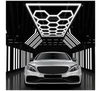 Hexagon LED Garage Ceiling Light, 81Pack Tube Lights, 14 Grids Super Bright 672W Car Detailing Linkable Ceiling LED Shop Lights for Garage Warehouse Workshop Gym Basement Car Care Wash Room (14-Hex)