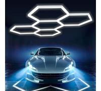 Hexagon LED Garage Lights, Honeycomb Ceiling Light 6500K Wall Decor Lights, Low Energy Consumption for Workshop Basement Gym Warehouse Bar Barbershops 5HEX