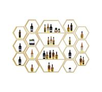 Hexagon LED Lighted Liquor Shelf - Stylish Wall Display Rack for Wine & Spirits, Perfect for Kitchen, Bar, Restaurant, & Living Room (250x20x160cm)