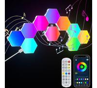 Hexagon LED Lights, 10 Pack RGB Led Hex Light Panels, Hexagon Smart Wall Light Gaming Panels Sync to Music for Room Bar Bedroom Home Decor Gaming Room, Hexagon Light Panels With App & Remote Control
