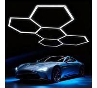 Hexagon LED Lights, 5 Grids DIY led Honeycomb Ceiling Light, 6500K Ultra Bright for Car Detailing Garage Workshop Retail Light Honeycomb