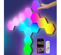 Hexagon LED Lights for Gaming Setup, Smart Home Gaming Lights Room Decor Work with Alexa Google Assistant, 14 DIY LED Panels for Wall Voice App Control Music Sync for TV Bedroom Aesthetic Decor Gift