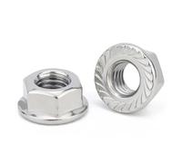 hexagon nuts with flange, 304 Stainless Steel Hex Head Serrated Spinlock Flange Lock Nut In(M6)