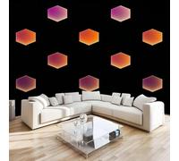 Hexagon Orange Mural Wallpaper 3D Effect Geometric Cartoon Non-Woven Self-Adhesive Wallpaper Removable Large Photo Sticker TV Background Wall Decor for Living Room Bedroom 122x91 cm