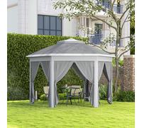 Hexagon Patio Gazebo Garden Shelter Heavy-Duty Double Roof w/ Mesh Outsunny Dark Grey One Size