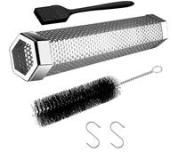 Hexagon Pellet Smoker - 12" Stainless Steel Smoke Tube for Pellet Smokers, 5 Hours of Smoke - Includes 2 S Hooks & 1 Cleaning Brush