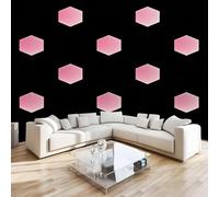 Hexagon Pink Wall Mural 3D Effect Geometric Cartoon Non-Woven Self-Adhesive Wallpaper Living Room Bedroom Home Decor TV Background Large Art Wall Painting 300x230 cm