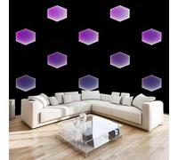 Hexagon Purple Mural Wallpaper 3D Effect Geometric Cartoon Non-Woven Self-Adhesive Wallpaper Removable Large Photo Sticker TV Background Wall Decor for Living Room Bedroom 430x300 cm