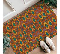 Hexagon Runner Rug, Geometric Modern Circle Diamond None Turquoise Low Pile Sponge Aesthetic Doormat Rectangle Accents Rug for Kitchen Entryway Bedside Laundry Decor 2x3 Ft