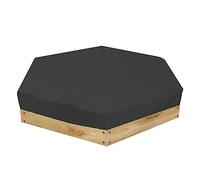 Hexagon Sandbox Cover, 140x120x20cm Water Proof Sandpit Pool Cover Sandbox Ground Liner with Drawstring for Outdoor Garden Swimming Pool Furniture (Black)