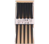 Hexagon Shape 5 Pairs PBT Plastic Chopsticks Reusable Chopsticks Dishwasher Safe, Non-slip, Lightweight, 9 Inches, Black, Made in Japan