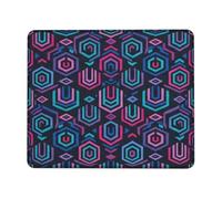 Hexagon Small Mouse Pad, Modern Abstract Diamond Stripe Violet Square Rubber Washable Aesthetic Desk Mousepads Desk Accessories for Gaming Computer Laptop Square 8x10 Inch