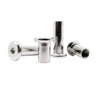 Hexagon socket head cap screw M3 M4 M5 M6 M8 M10 5-120mm long 304 Stainless Steel Flat Hexagon Socket Head Furniture Rivet Insert Joint Sleeve Connector Nut(M6 10pcs,Long 16mm)