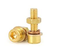 Hexagon Socket Screw and Nut Set, Copper Hex Skt Screws Brass Bolts Flat Spr Washers Nuts Set Pack Of 178 M3 M4 M5 M6 M8(M6x30(2set))